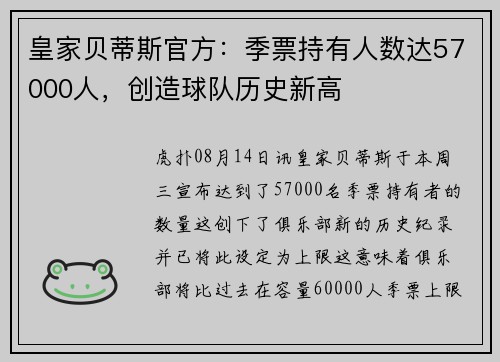 皇家贝蒂斯官方：季票持有人数达57000人，创造球队历史新高